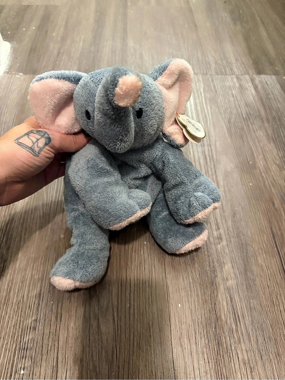 TY beanie baby Gray & Pink Elephant Plush